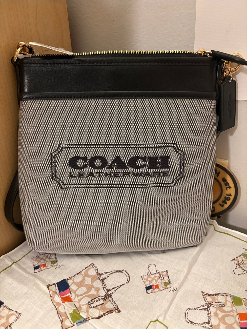 Coach Badge Jacquard Kitt Crossbody
